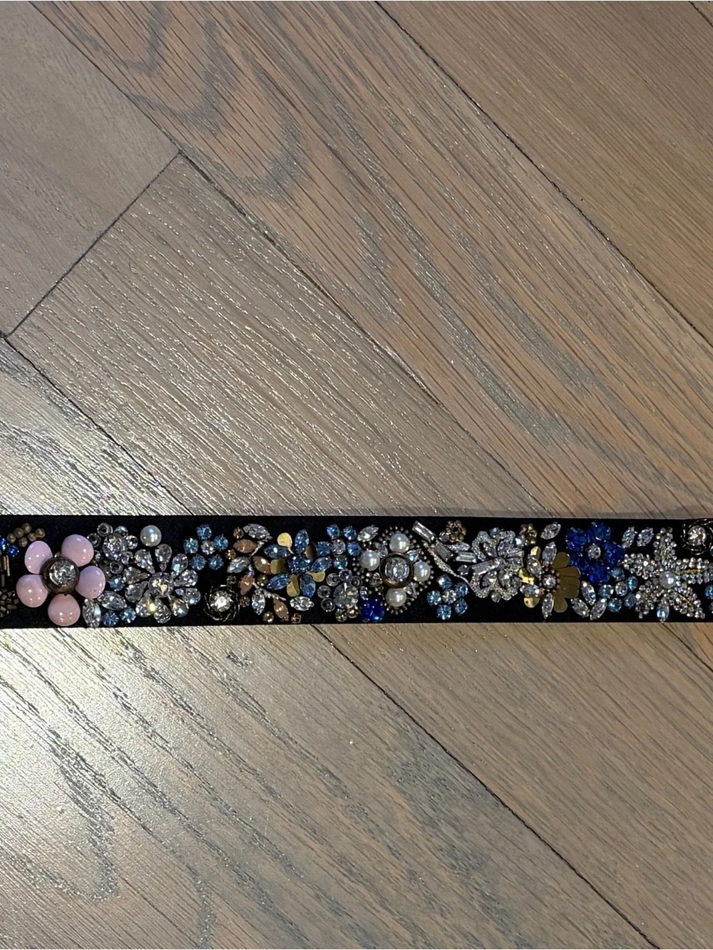 Alexander McQueen Black Embellished Floral Crystal Belt